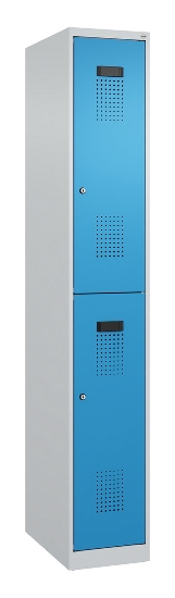 C+P Doppelstock-Spind 049300-32 Evolo PLUS bodenstehend 3 Abt.400mm je 2 Fächer Drehriegel (HxBxT)1850x1200x500mm 9016/6019