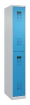 C+P Doppelstock-Spind 049300-32 Evolo PLUS bodenstehend 3 Abt.400mm je 2 Fächer Drehriegel (HxBxT)1850x1200x500mm 9016/6019