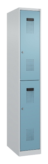 C+P Doppelstock-Spind 049300-32 Evolo PLUS bodenstehend 3 Abt.400mm je 2 Fächer Drehriegel (HxBxT)1850x1200x500mm 9016/6019