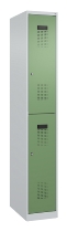 C+P Doppelstock-Spind 049300-32 Evolo PLUS bodenstehend 3 Abt.400mm je 2 Fächer Drehriegel (HxBxT)1850x1200x500mm 9016/6019