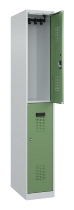 C+P Doppelstock-Spind 049300-32 Evolo PLUS bodenstehend 3 Abt.400mm je 2 Fächer Drehriegel (HxBxT)1850x1200x500mm 9016/6019