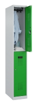 C+P Doppelstock-Spind 049300-32 Evolo PLUS bodenstehend 3 Abt.400mm je 2 Fächer Drehriegel (HxBxT)1850x1200x500mm 9016/6019