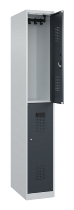 C+P Doppelstock-Spind 049300-32 Evolo PLUS bodenstehend 3 Abt.400mm je 2 Fächer Drehriegel (HxBxT)1850x1200x500mm 9016/6019