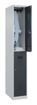C+P Doppelstock-Spind 049300-32 Evolo PLUS bodenstehend 3 Abt.400mm je 2 Fächer Drehriegel (HxBxT)1850x1200x500mm 9016/6019