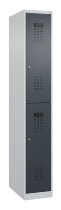 C+P Doppelstock-Spind 049300-32 Evolo PLUS bodenstehend 3 Abt.400mm je 2 Fächer Drehriegel (HxBxT)1850x1200x500mm 9016/6019