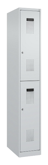 C+P Doppelstock-Spind 049300-32 Evolo PLUS bodenstehend 3 Abt.400mm je 2 Fächer Drehriegel (HxBxT)1850x1200x500mm 9016/6019