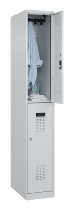 C+P Doppelstock-Spind 049300-32 Evolo PLUS bodenstehend 3 Abt.400mm je 2 Fächer Drehriegel (HxBxT)1850x1200x500mm 9016/6019