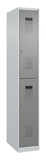 C+P Doppelstock-Spind 049300-32 Evolo PLUS bodenstehend 3 Abt.400mm je 2 Fächer Drehriegel (HxBxT)1850x1200x500mm 9016/6019