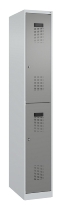 C+P Doppelstock-Spind 049300-32 Evolo PLUS bodenstehend 3 Abt.400mm je 2 Fächer Drehriegel (HxBxT)1850x1200x500mm 9016/6019