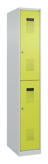 C+P Doppelstock-Spind 049300-32 Evolo PLUS bodenstehend 3 Abt.400mm je 2 Fächer Drehriegel (HxBxT)1850x1200x500mm 9016/6019