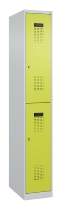 C+P Doppelstock-Spind 049300-32 Evolo PLUS bodenstehend 3 Abt.400mm je 2 Fächer Drehriegel (HxBxT)1850x1200x500mm 9016/6019