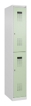 C+P Doppelstock-Spind 049300-32 Evolo PLUS bodenstehend 3 Abt.400mm je 2 Fächer Drehriegel (HxBxT)1850x1200x500mm 9016/6019