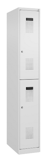 C+P Doppelstock-Spind 049300-32 Evolo PLUS bodenstehend 3 Abt.400mm je 2 Fächer Drehriegel (HxBxT)1850x1200x500mm 9016/6019