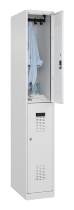 C+P Doppelstock-Spind 049300-32 Evolo PLUS bodenstehend 3 Abt.400mm je 2 Fächer Drehriegel (HxBxT)1850x1200x500mm 9016/6019