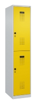 C+P Doppelstock-Spind 049300-32 Evolo PLUS bodenstehend 3 Abt.400mm je 2 Fächer Drehriegel (HxBxT)1850x1200x500mm 9016/6019