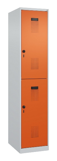 C+P Doppelstock-Spind 049300-32 Evolo PLUS bodenstehend 3 Abt.400mm je 2 Fächer Drehriegel (HxBxT)1850x1200x500mm 9016/6019