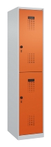 C+P Doppelstock-Spind 049300-32 Evolo PLUS bodenstehend 3 Abt.400mm je 2 Fächer Drehriegel (HxBxT)1850x1200x500mm 9016/6019