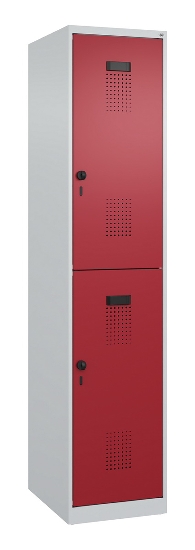 C+P Doppelstock-Spind 049300-32 Evolo PLUS bodenstehend 3 Abt.400mm je 2 Fächer Drehriegel (HxBxT)1850x1200x500mm 9016/6019
