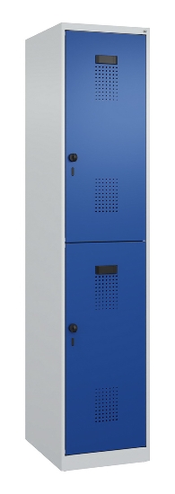 C+P Doppelstock-Spind 049300-32 Evolo PLUS bodenstehend 3 Abt.400mm je 2 Fächer Drehriegel (HxBxT)1850x1200x500mm 9016/6019