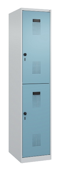 C+P Doppelstock-Spind 049300-32 Evolo PLUS bodenstehend 3 Abt.400mm je 2 Fächer Drehriegel (HxBxT)1850x1200x500mm 9016/6019