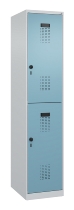 C+P Doppelstock-Spind 049300-32 Evolo PLUS bodenstehend 3 Abt.400mm je 2 Fächer Drehriegel (HxBxT)1850x1200x500mm 9016/6019