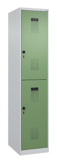 C+P Doppelstock-Spind 049300-32 Evolo PLUS bodenstehend 3 Abt.400mm je 2 Fächer Drehriegel (HxBxT)1850x1200x500mm 9016/6019
