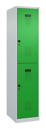 C+P Doppelstock-Spind 049300-32 Evolo PLUS bodenstehend 3 Abt.400mm je 2 Fächer Drehriegel (HxBxT)1850x1200x500mm 9016/6019