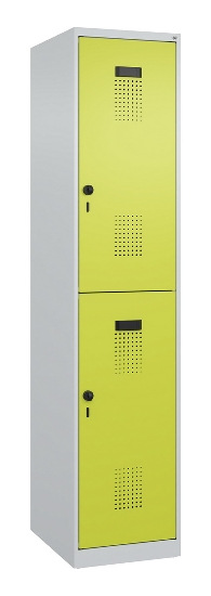 C+P Doppelstock-Spind 049300-32 Evolo PLUS bodenstehend 3 Abt.400mm je 2 Fächer Drehriegel (HxBxT)1850x1200x500mm 9016/6019