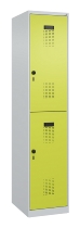 C+P Doppelstock-Spind 049300-32 Evolo PLUS bodenstehend 3 Abt.400mm je 2 Fächer Drehriegel (HxBxT)1850x1200x500mm 9016/6019