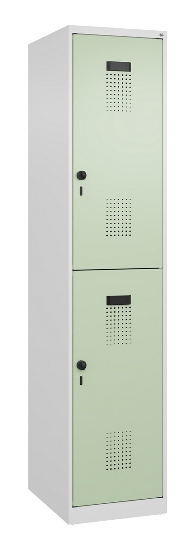 C+P Doppelstock-Spind 049300-32 Evolo PLUS bodenstehend 3 Abt.400mm je 2 Fächer Drehriegel (HxBxT)1850x1200x500mm 9016/6019