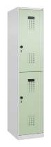 C+P Doppelstock-Spind 049300-32 Evolo PLUS bodenstehend 3 Abt.400mm je 2 Fächer Drehriegel (HxBxT)1850x1200x500mm 9016/6019
