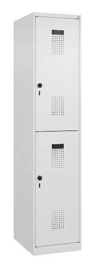 C+P Doppelstock-Spind 049300-32 Evolo PLUS bodenstehend 3 Abt.400mm je 2 Fächer Drehriegel (HxBxT)1850x1200x500mm 9016/6019
