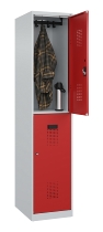 C+P Doppelstock-Spind 049300-32 Evolo PLUS bodenstehend 3 Abt.400mm je 2 Fächer Drehriegel (HxBxT)1850x1200x500mm 9016/6019