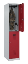 C+P Doppelstock-Spind 049300-32 Evolo PLUS bodenstehend 3 Abt.400mm je 2 Fächer Drehriegel (HxBxT)1850x1200x500mm 9016/6019