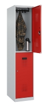 C+P Doppelstock-Spind 049300-32 Evolo PLUS bodenstehend 3 Abt.400mm je 2 Fächer Drehriegel (HxBxT)1850x1200x500mm 9016/6019