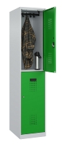 C+P Doppelstock-Spind 049300-32 Evolo PLUS bodenstehend 3 Abt.400mm je 2 Fächer Drehriegel (HxBxT)1850x1200x500mm 9016/6019