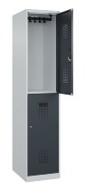 C+P Doppelstock-Spind 049300-32 Evolo PLUS bodenstehend 3 Abt.400mm je 2 Fächer Drehriegel (HxBxT)1850x1200x500mm 9016/6019