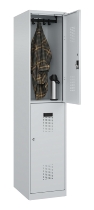 C+P Doppelstock-Spind 049300-32 Evolo PLUS bodenstehend 3 Abt.400mm je 2 Fächer Drehriegel (HxBxT)1850x1200x500mm 9016/6019