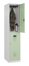 C+P Doppelstock-Spind 049300-32 Evolo PLUS bodenstehend 3 Abt.400mm je 2 Fächer Drehriegel (HxBxT)1850x1200x500mm 9016/6019