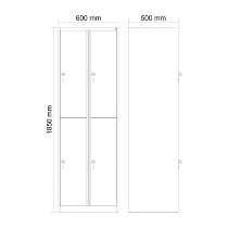 C+P Doppelstock-Spind 049300-32 Evolo PLUS bodenstehend 3 Abt.400mm je 2 Fächer Drehriegel (HxBxT)1850x1200x500mm 9016/6019