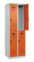 C+P Doppelstock-Spind 049300-32 Evolo PLUS bodenstehend 3 Abt.400mm je 2 Fächer Drehriegel (HxBxT)1850x1200x500mm 9016/6019