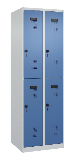 C+P Doppelstock-Spind 049300-32 Evolo PLUS bodenstehend 3 Abt.400mm je 2 Fächer Drehriegel (HxBxT)1850x1200x500mm 9016/6019