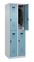 C+P Doppelstock-Spind 049300-32 Evolo PLUS bodenstehend 3 Abt.400mm je 2 Fächer Drehriegel (HxBxT)1850x1200x500mm 9016/6019