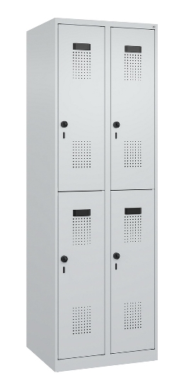 C+P Doppelstock-Spind 049300-32 Evolo PLUS bodenstehend 3 Abt.400mm je 2 Fächer Drehriegel (HxBxT)1850x1200x500mm 9016/6019