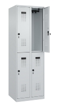 C+P Doppelstock-Spind 049300-32 Evolo PLUS bodenstehend 3 Abt.400mm je 2 Fächer Drehriegel (HxBxT)1850x1200x500mm 9016/6019