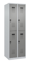 C+P Doppelstock-Spind 049300-32 Evolo PLUS bodenstehend 3 Abt.400mm je 2 Fächer Drehriegel (HxBxT)1850x1200x500mm 9016/6019