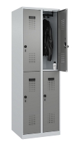 C+P Doppelstock-Spind 049300-32 Evolo PLUS bodenstehend 3 Abt.400mm je 2 Fächer Drehriegel (HxBxT)1850x1200x500mm 9016/6019