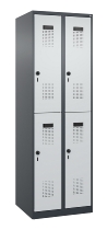 C+P Doppelstock-Spind 049300-32 Evolo PLUS bodenstehend 3 Abt.400mm je 2 Fächer Drehriegel (HxBxT)1850x1200x500mm 9016/6019