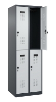 C+P Doppelstock-Spind 049300-32 Evolo PLUS bodenstehend 3 Abt.400mm je 2 Fächer Drehriegel (HxBxT)1850x1200x500mm 9016/6019