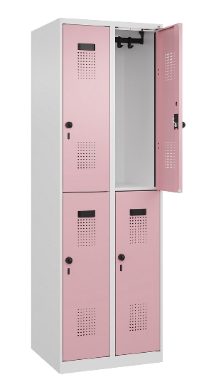 C+P Doppelstock-Spind 049300-32 Evolo PLUS bodenstehend 3 Abt.400mm je 2 Fächer Drehriegel (HxBxT)1850x1200x500mm 9016/6019